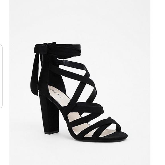 Torrid Shoes - Black Strappy Lace-up Heel Sandals